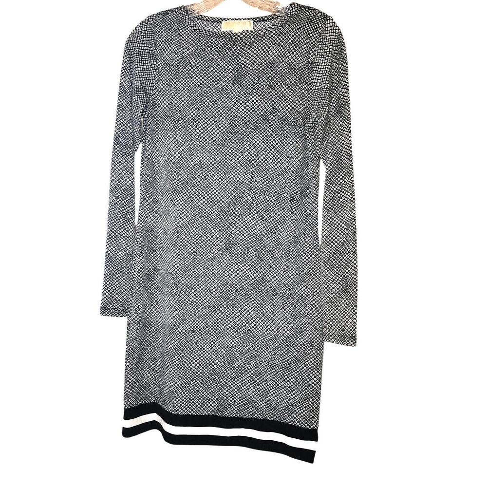 Michael Michael Kors Black White Long Sleeve Shift Dress Size XS